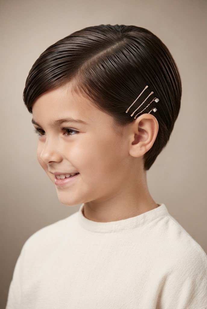 Side-Pinned Sleek Pixie — Hairstyles for young girls with short hair style outfit
