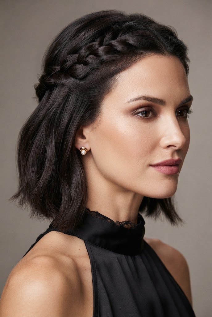 The Twisted Mini Crown Half Up — half up hairstyles for short hair style outfit
