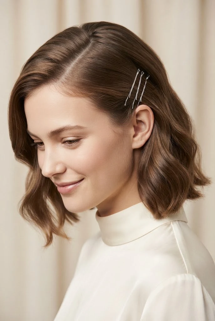 The Side-Swept Pinned Half-Up — Half-up hairstyles for short hair style outfit