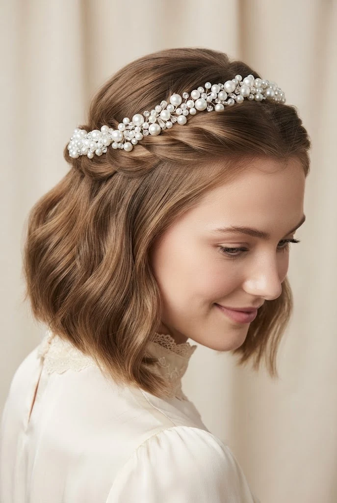The Braided Halo Half Up Style for Short Hair — Half-up hairstyles for short hair style outfit