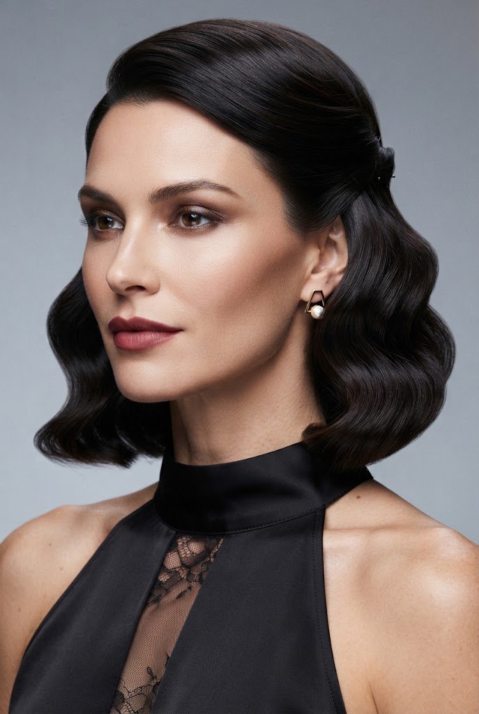 The Half Up Half Down Hollywood Waves — half up hairstyles for short hair style outfit