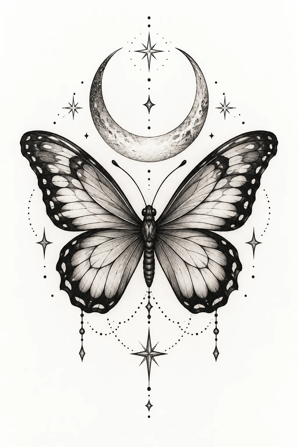 Butterfly With Crescent Moon — happiness is a butterfly tattoo style outfit