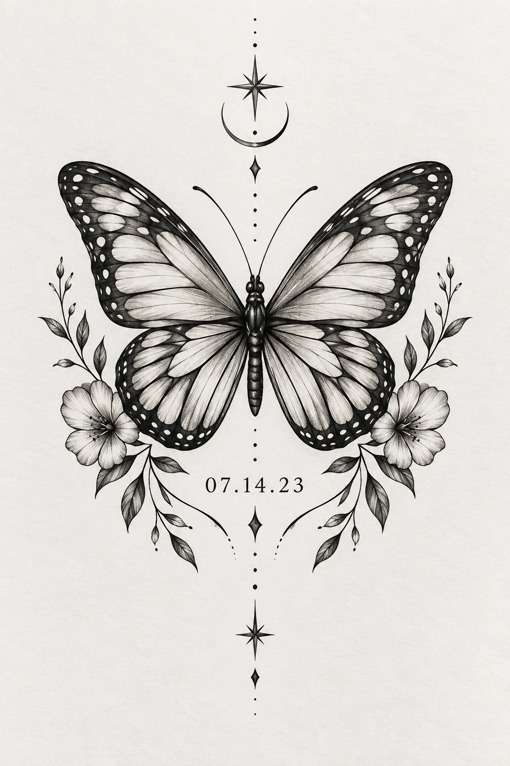 Butterfly With a Meaningful Date — happiness is a butterfly tattoo style outfit