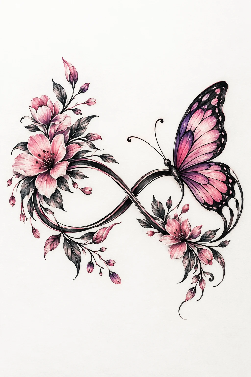 Floral Infinity Butterfly Design — infinity butterfly tattoo style outfit