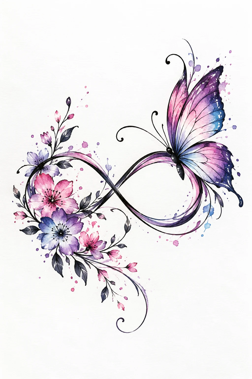 Watercolor Infinity Butterfly — infinity butterfly tattoo style outfit