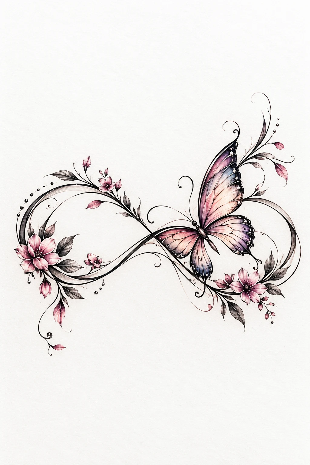 Infinity Butterfly Tattoo Female With Elegant Linework — infinity butterfly tattoo style outfit