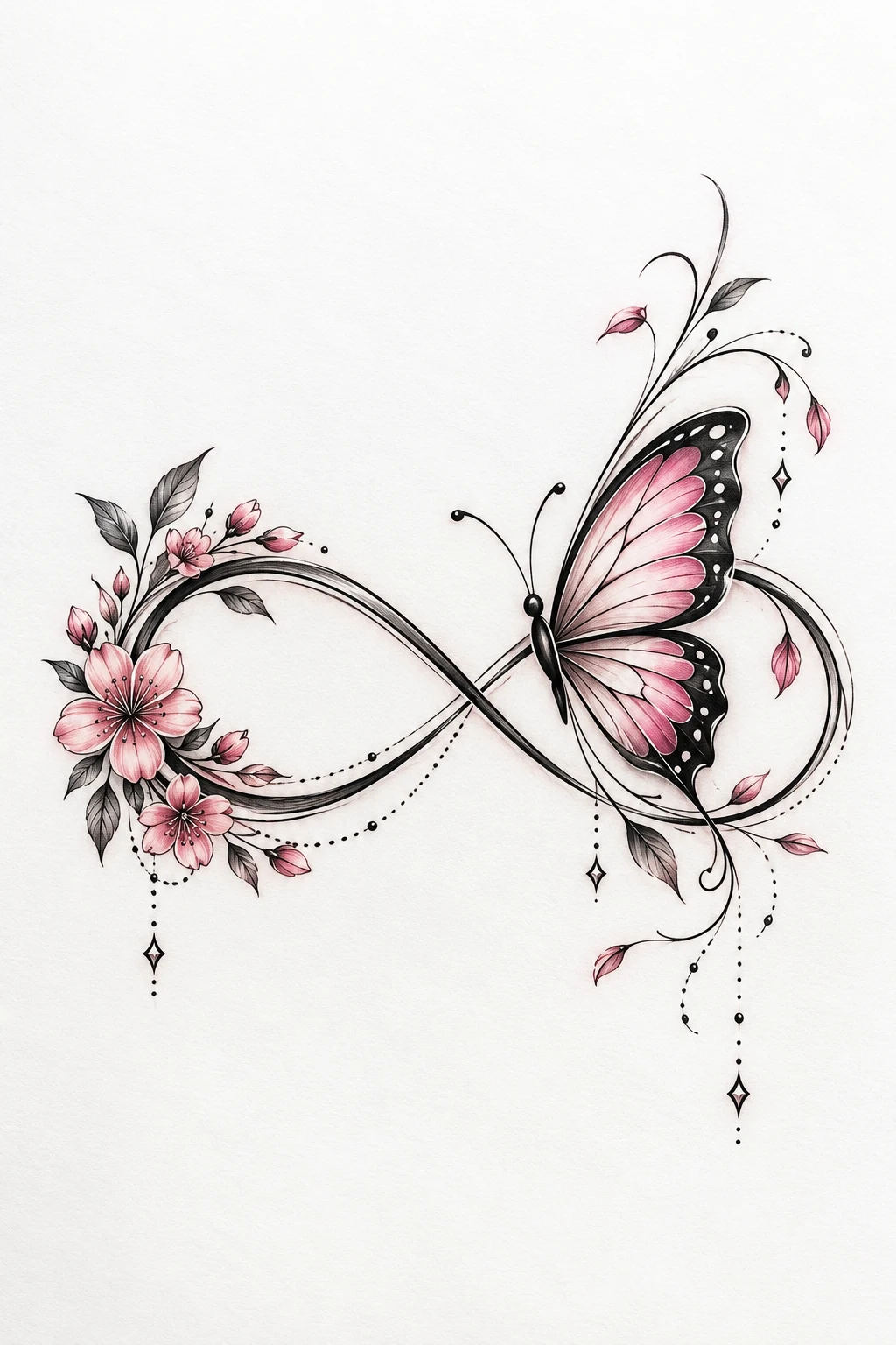 Infinity Symbol Butterfly Tattoo With Birth Date — infinity butterfly tattoo style outfit
