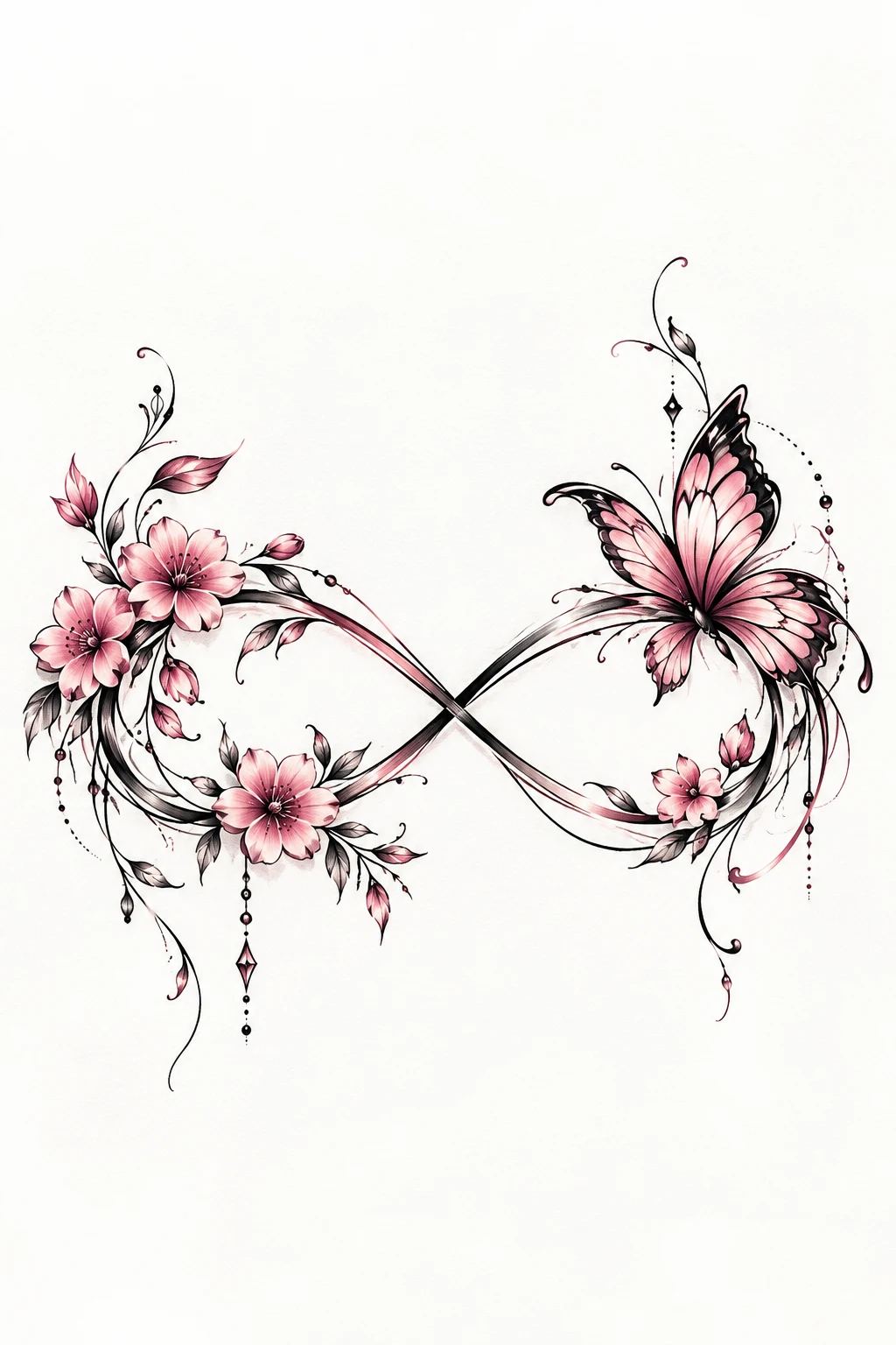 Butterfly Infinity Tattoo on Chest for Girl — infinity butterfly tattoo style outfit