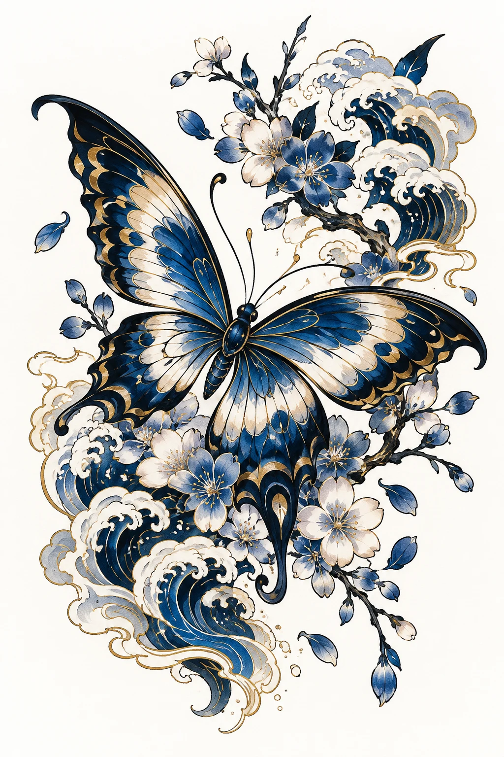 Indigo Papillon Japonais Tattoo — japanese butterfly tattoo style outfit
