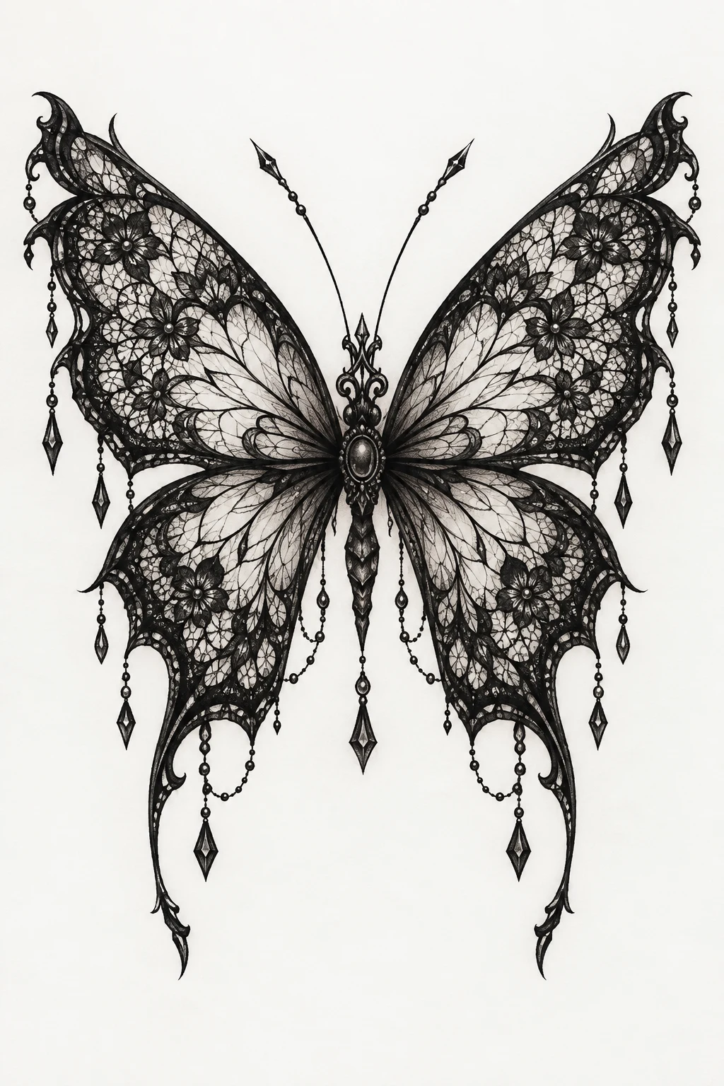 Gothic Lace Butterfly Tattoo — lace butterfly tattoo style outfit