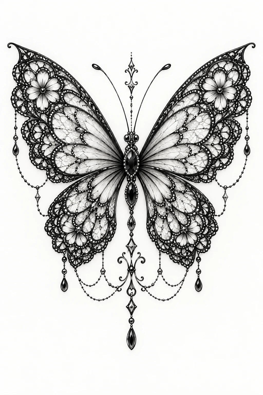 Ornamental Lace Butterfly Stencil — lace butterfly tattoo style outfit