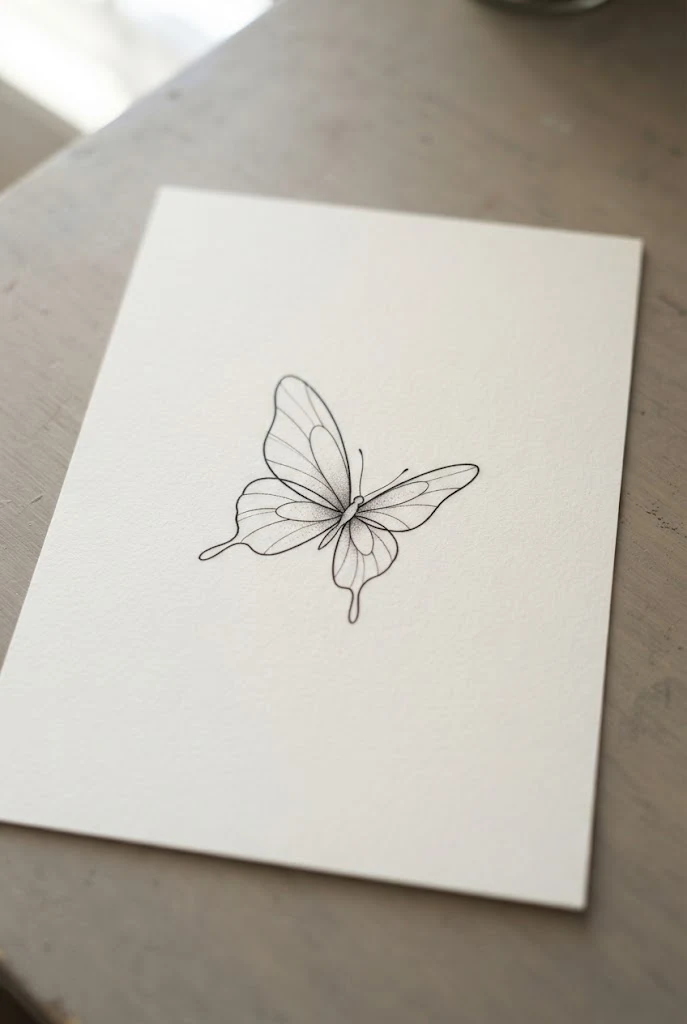 Minimalist Wrist Flutter — line butterfly tattoo style outfit