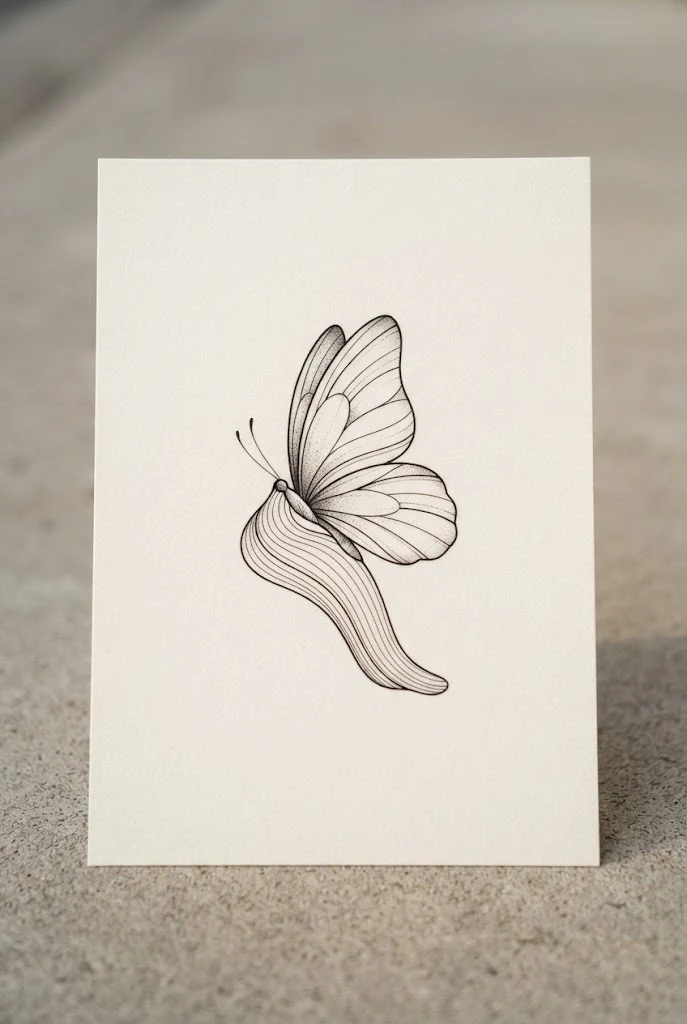Foot Arch Outline — line butterfly tattoo style outfit