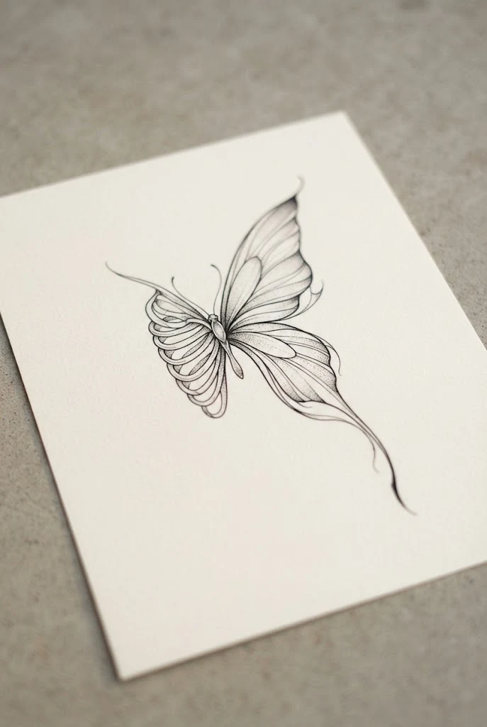 Ribcage Contour Drape — line butterfly tattoo style outfit