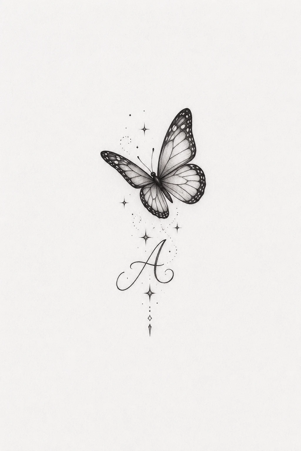 Little Butterfly Tattoo With a Tiny Initial — little butterfly tattoo style outfit