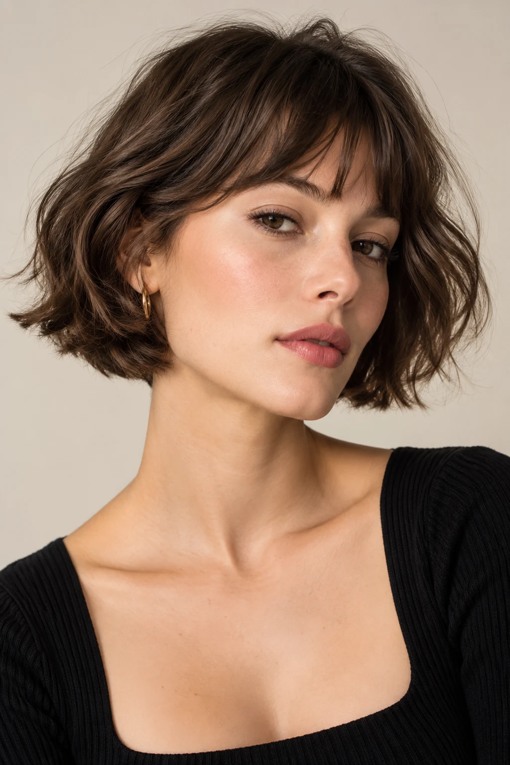 Air-Dried French Bob — loose hairstyles for short hair style outfit