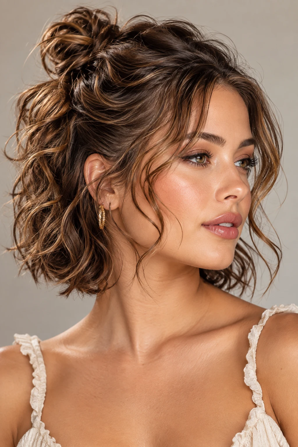 Messy Half-Up Mini Twist — loose hairstyles for short hair style outfit