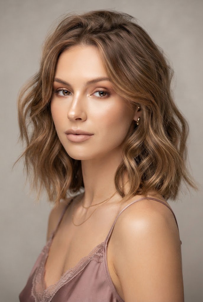The Effortless Beach-Wave Lob — loose short hairstyles for graduation style outfit