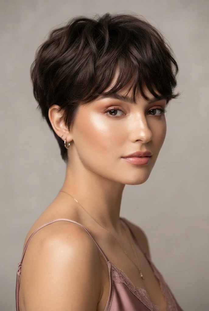 Tousled Pixie with Soft Fringe — loose short hairstyles for graduation style outfit