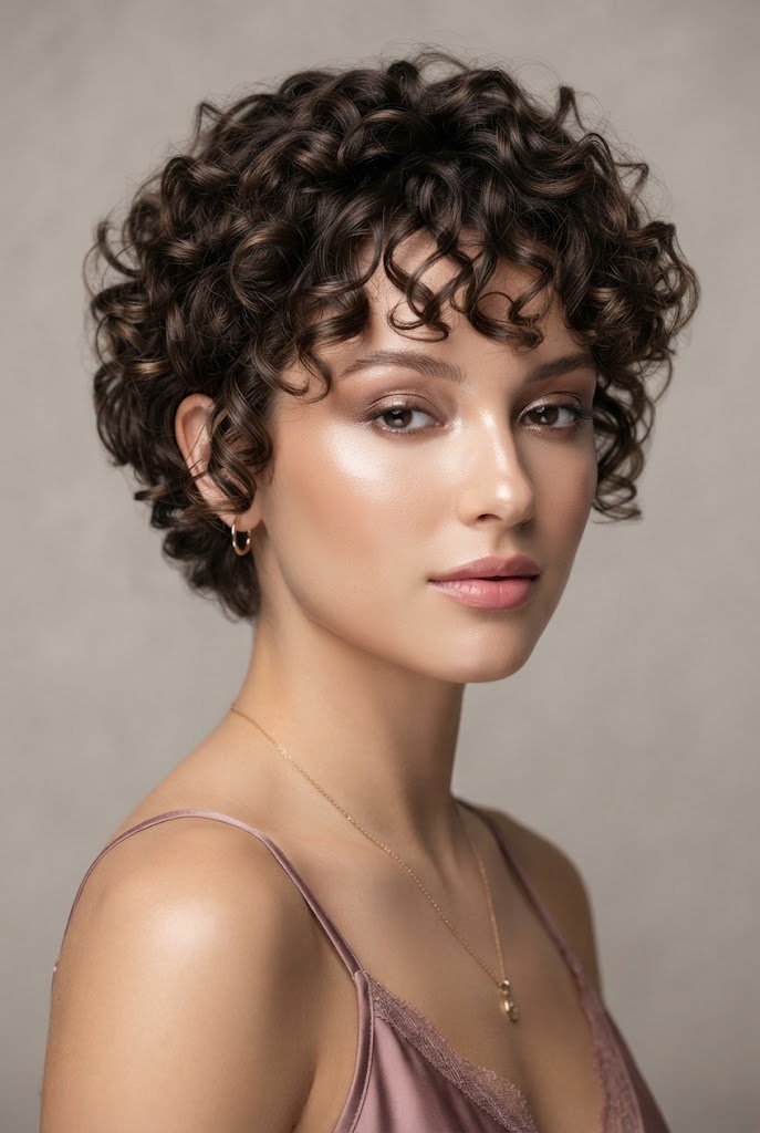 Relaxed Curly Crop with Natural Bounce — loose short hairstyles for graduation style outfit