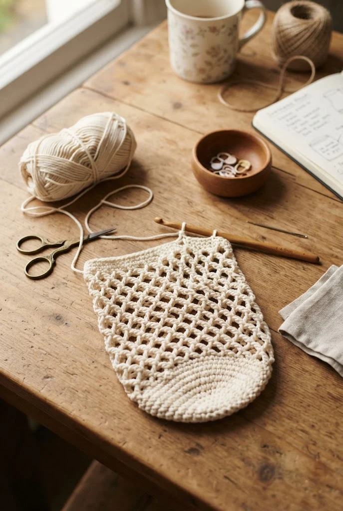 The Zero-Waste Produce Mesh Pouch — market bag crochet style outfit
