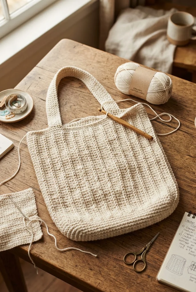 The Fisherman Ribbed Market Tote — market bag crochet style outfit