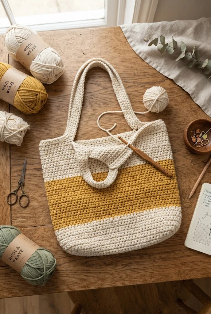 The Beginner-Friendly Sturdy Block Tote — market bag crochet style outfit