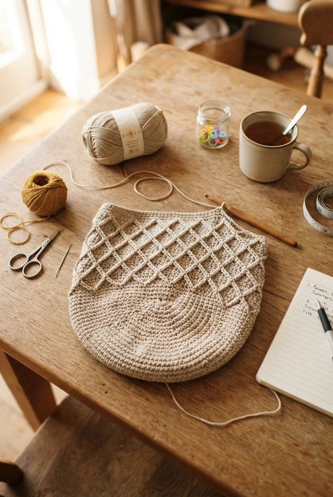 The Diamond Lattice Market Handbag — market bag crochet style outfit