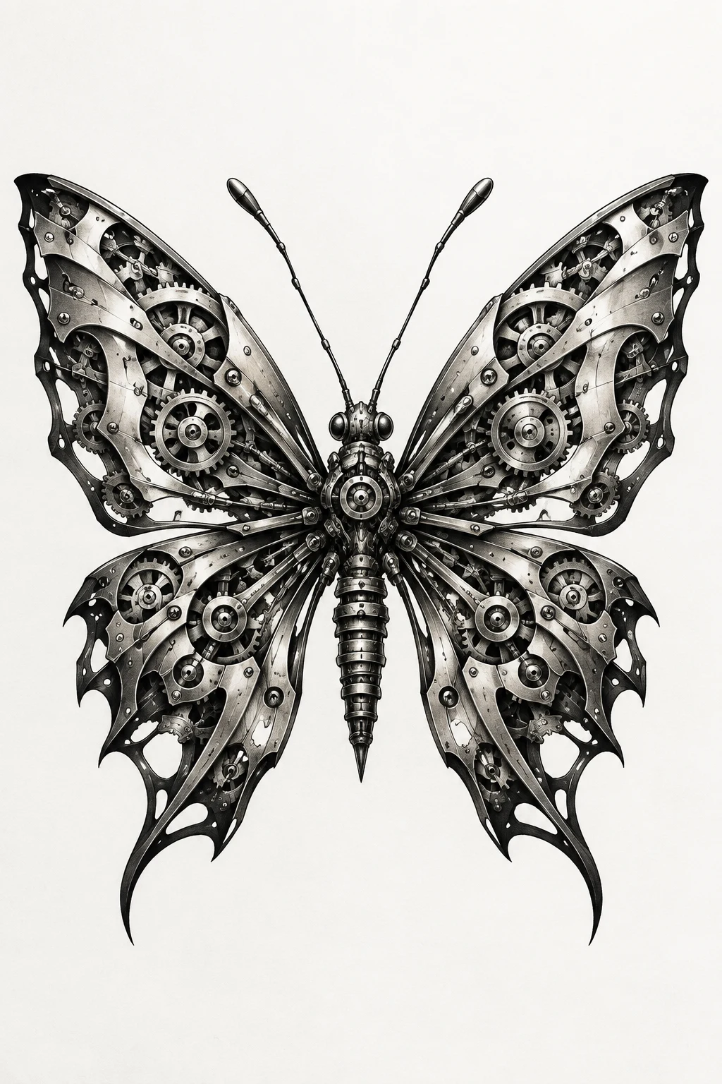 Mechanical Butterfly Tattoo — masculine butterfly tattoo style outfit, worn by a stylish man