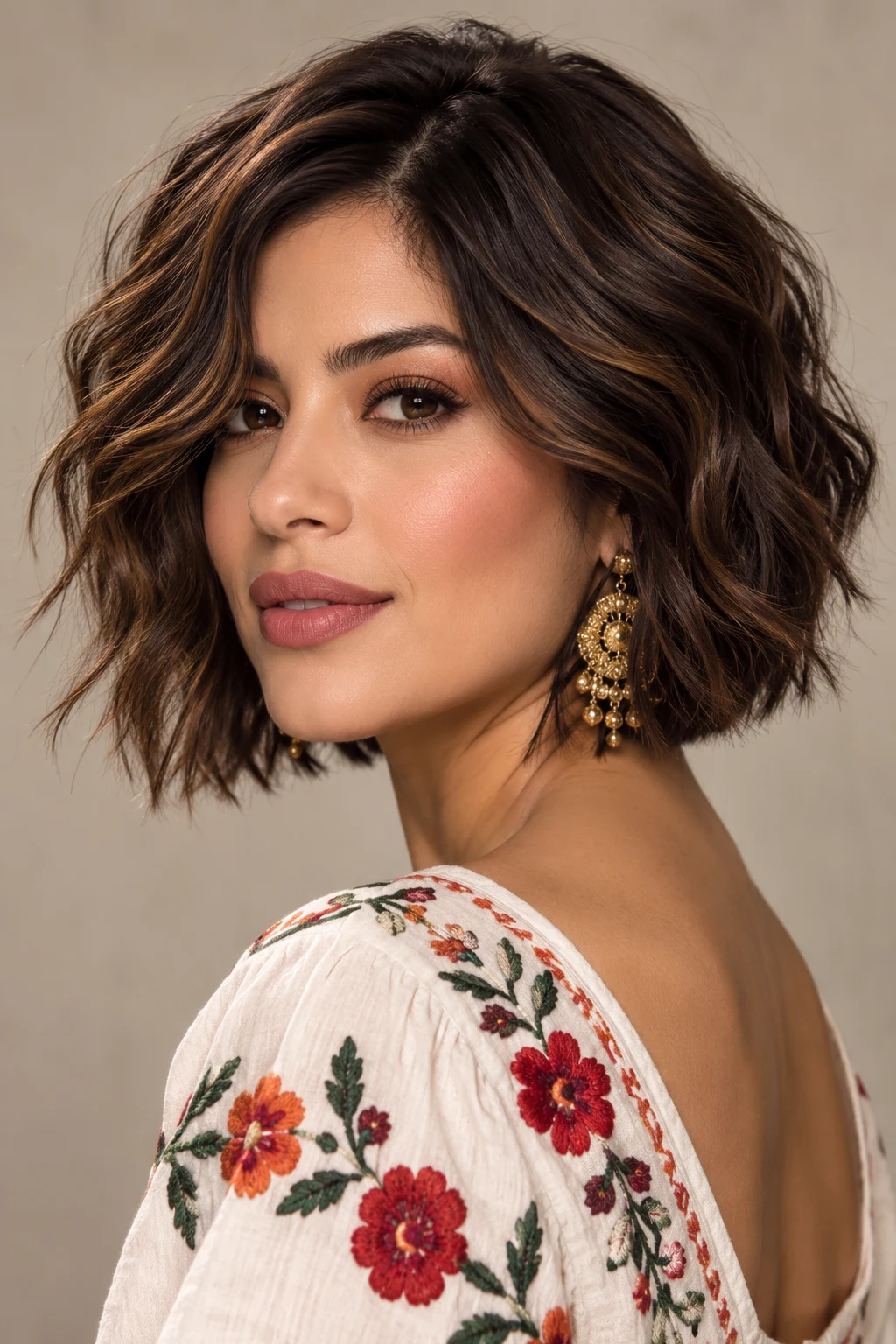 Mexican-Inspired Textured Bob — mexican hairstyles short hair style outfit
