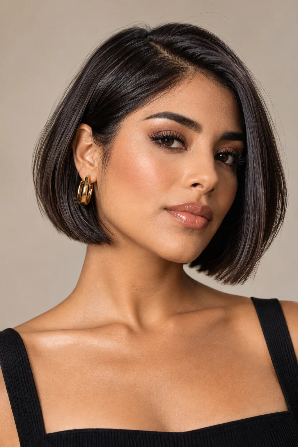 Sleek Latina-Inspired Micro Bob — mexican hairstyles short hair style outfit
