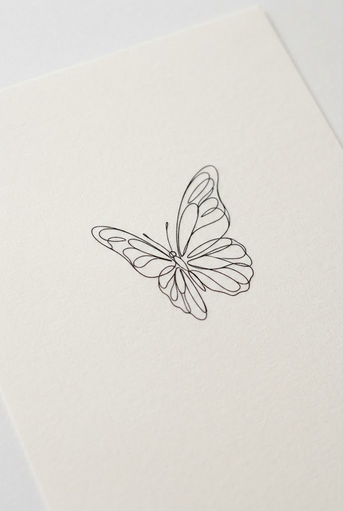 The Single-Line Flying Minimal Butterfly Tattoo Design — minimal butterfly tattoo design style outfit