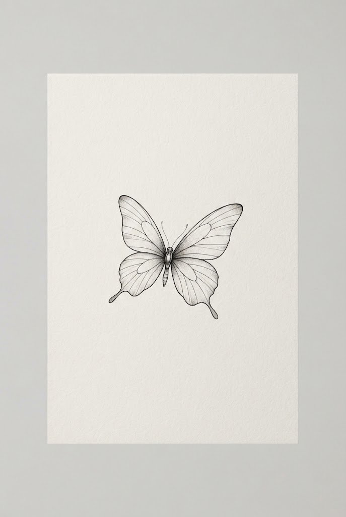 Collarbone Flutter Accent — minimal butterfly tattoo design style outfit