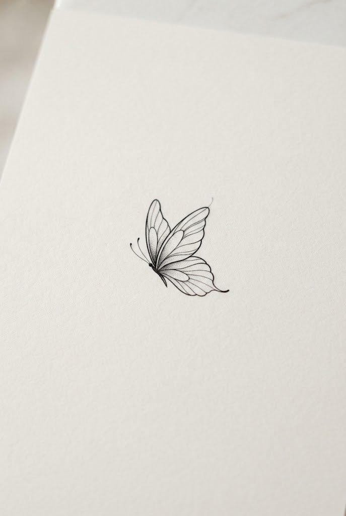 Minimal Butterfly Tattoo Design on the Ankle — minimal butterfly tattoo design style outfit