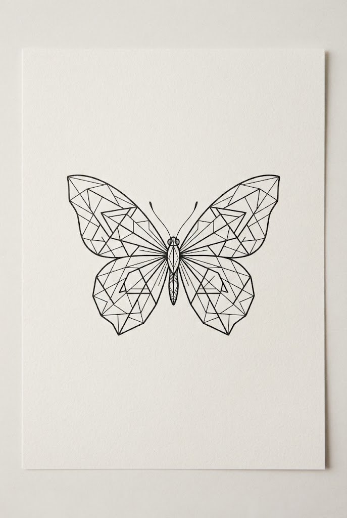 Geometric Minimalist Butterfly Wings — minimal butterfly tattoo design style outfit