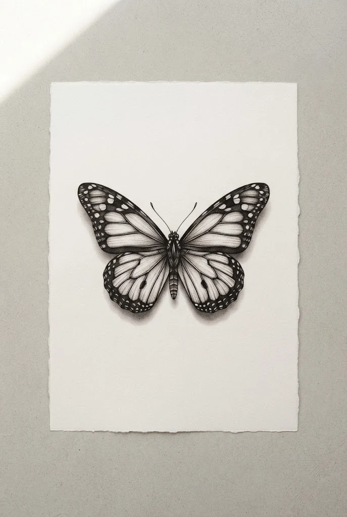 Realistic 3D Shadow Specimen — monarch butterfly tattoo stencil style outfit