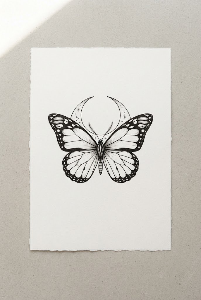 Dainty Micro-Wrist Piece — monarch butterfly tattoo stencil style outfit