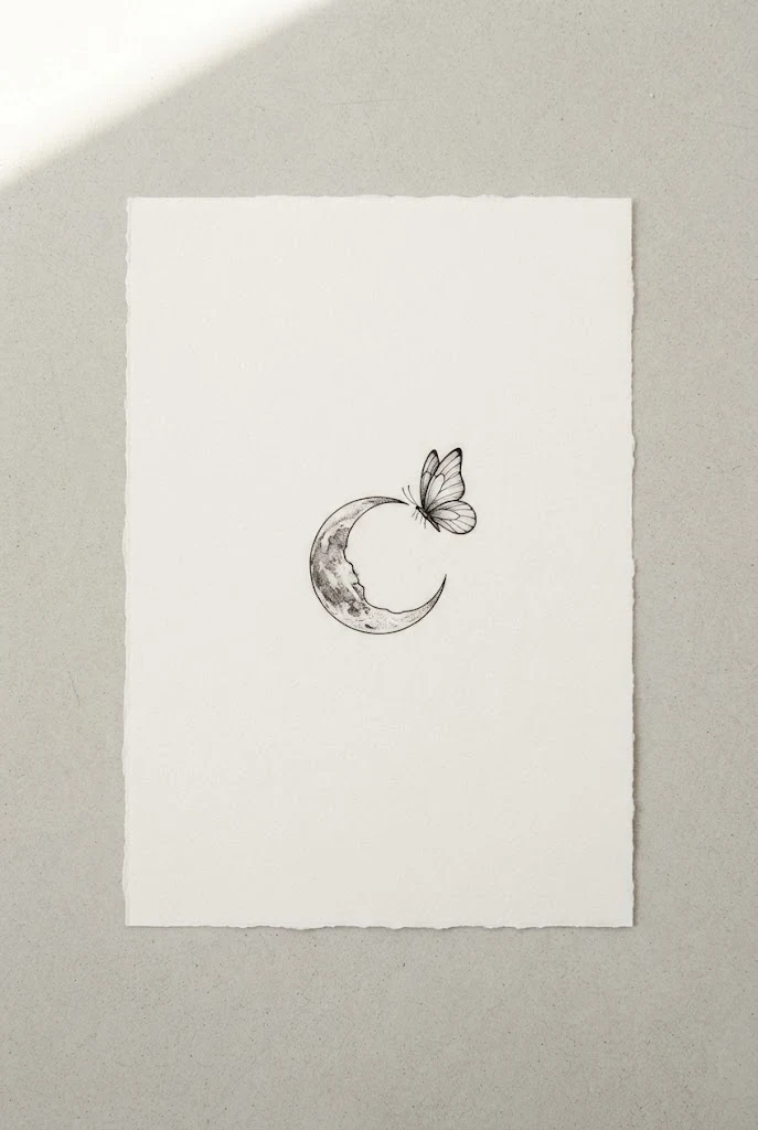 Dainty Wrist Micro Moon Piece — moon and butterfly tattoo style outfit