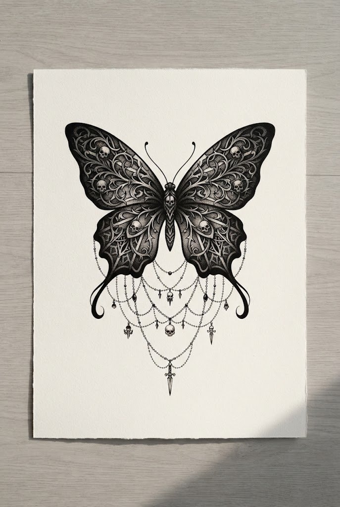 Darkwork Shadow Wraparound — neck tattoo butterfly style outfit