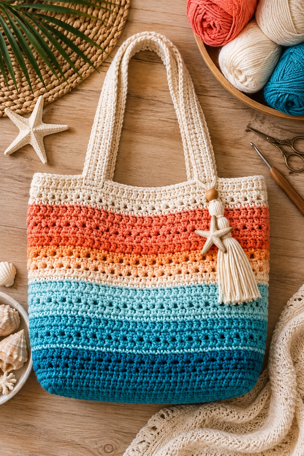 Ocean Sunset Stripe Bag — ocean crochet bag style outfit