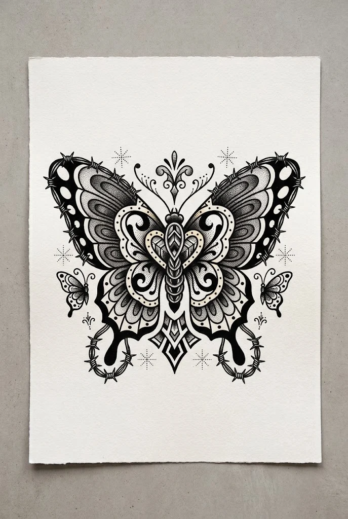 Old School Butterfly Tattoo Black and White Edition — old school butterfly tattoo style outfit