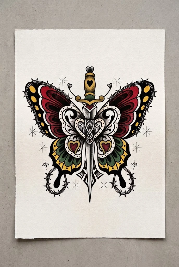 Old School Butterfly Tattoo for Men Chest Piece — old school butterfly tattoo style outfit
