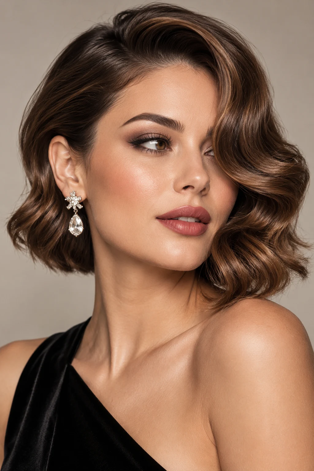 Hollywood Side-Swept Waves — party hairstyles for short hair style outfit