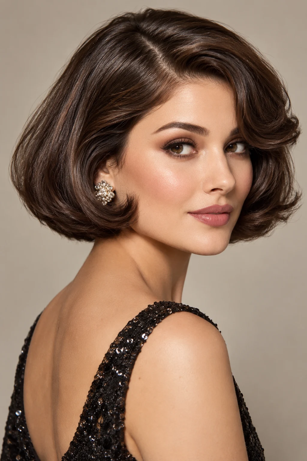 Rounded Retro Bob — party hairstyles for short hair style outfit