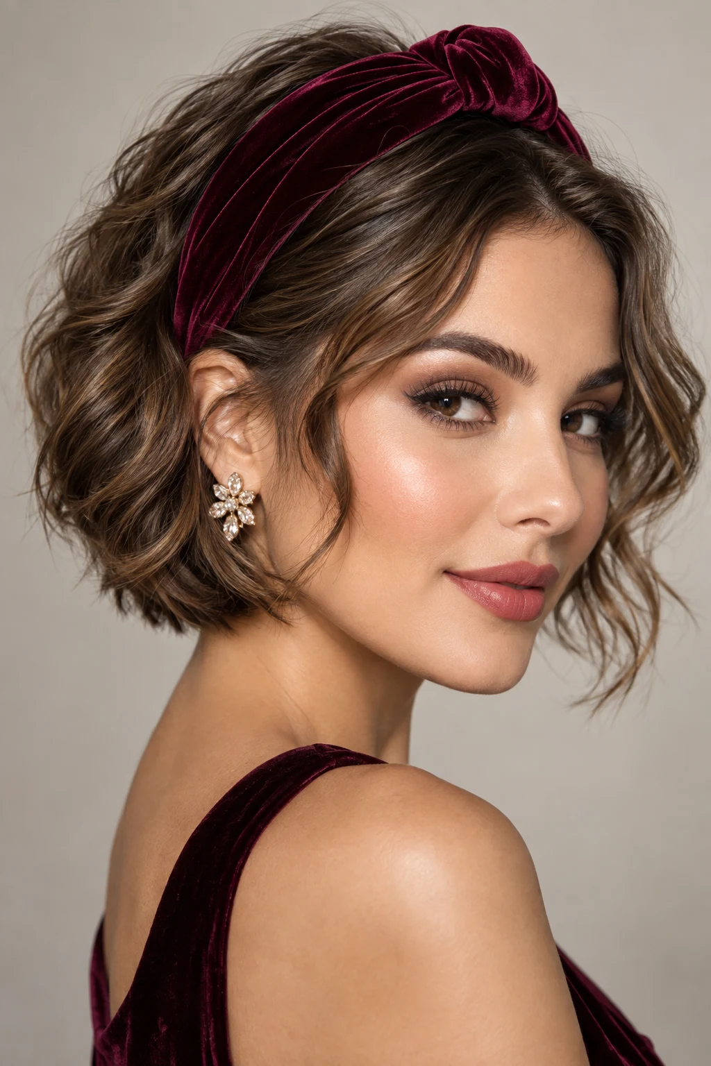 Velvet Headband Glam — party hairstyles for short hair style outfit