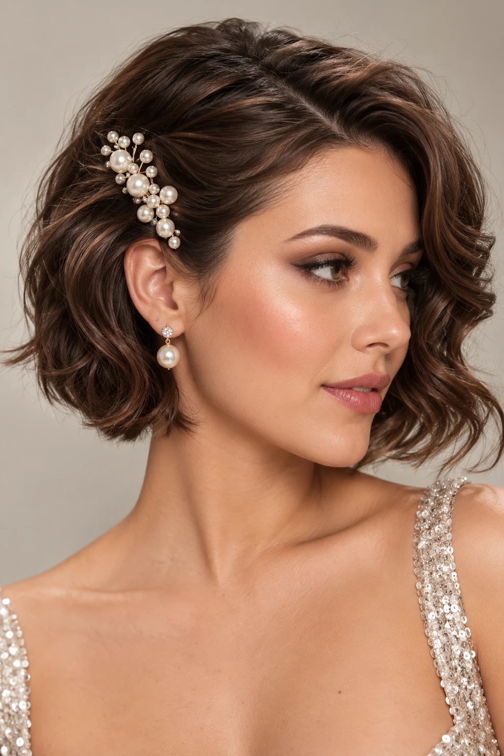 Pearl-Clip Side Sweep — party hairstyles for short hair style outfit