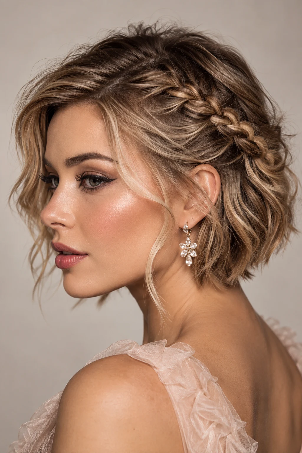 Romantic Mini French Braid — party hairstyles for short hair style outfit