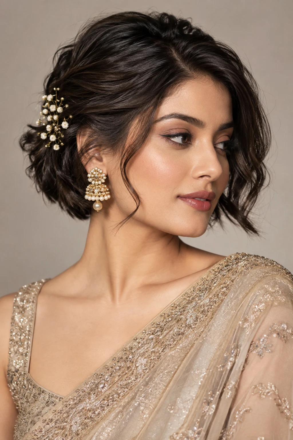 Party Hairstyles for Short Hair With a Saree — party hairstyles for short hair style outfit