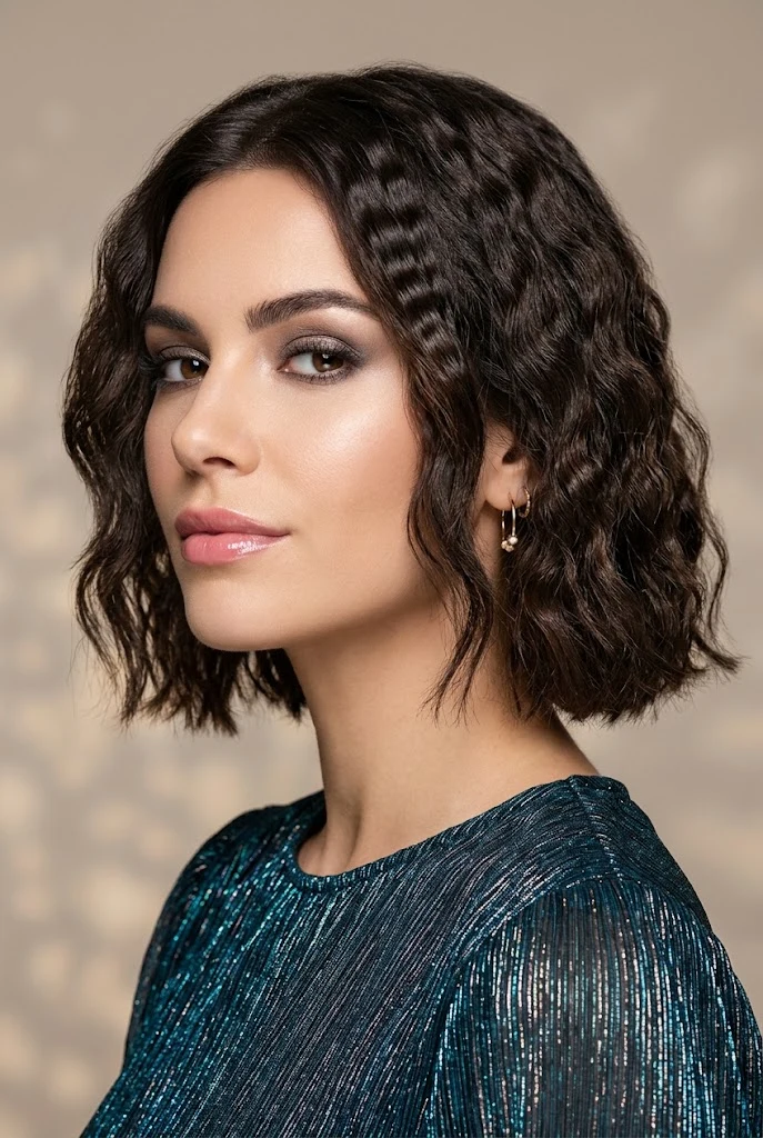 Soft Crimped Mermaid Waves — party hairstyles for short hair worn down style outfit