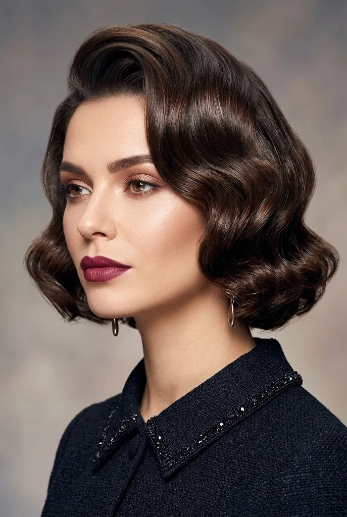 Deep Side-Swept Hollywood Waves — party hairstyles for short hair worn down style outfit